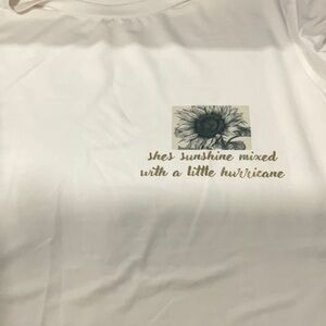 White Graphic Tee with Sunflower Print